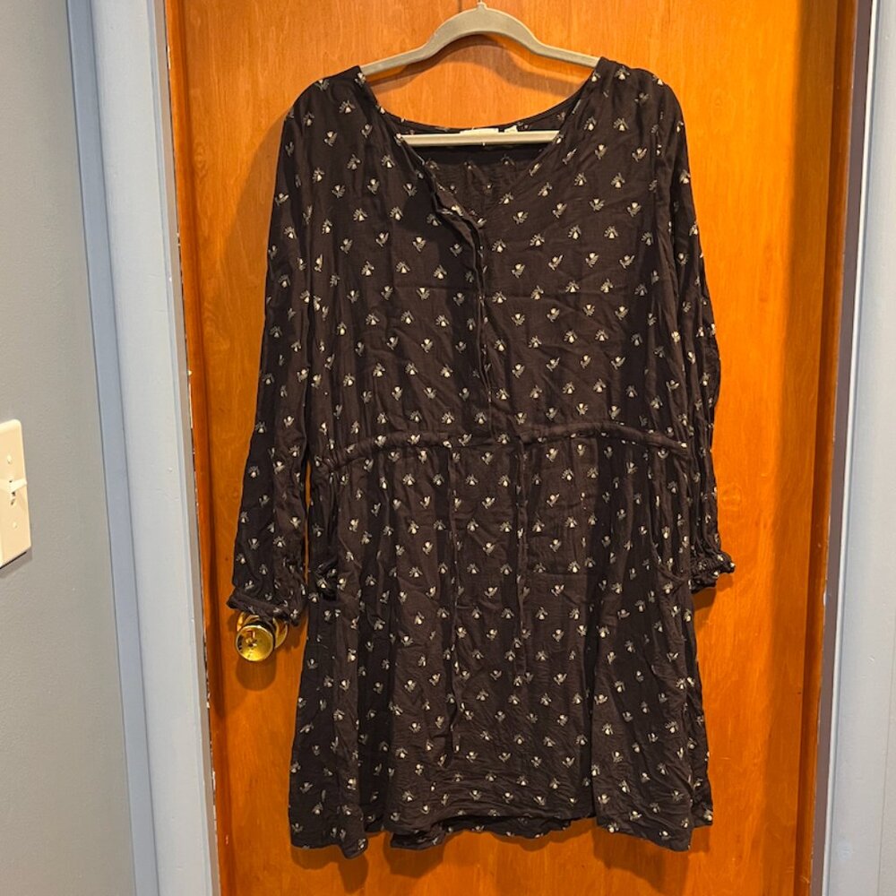 Fat Face United Kingdom Black Floral Tunic Dress - Size UK 18 / US 14